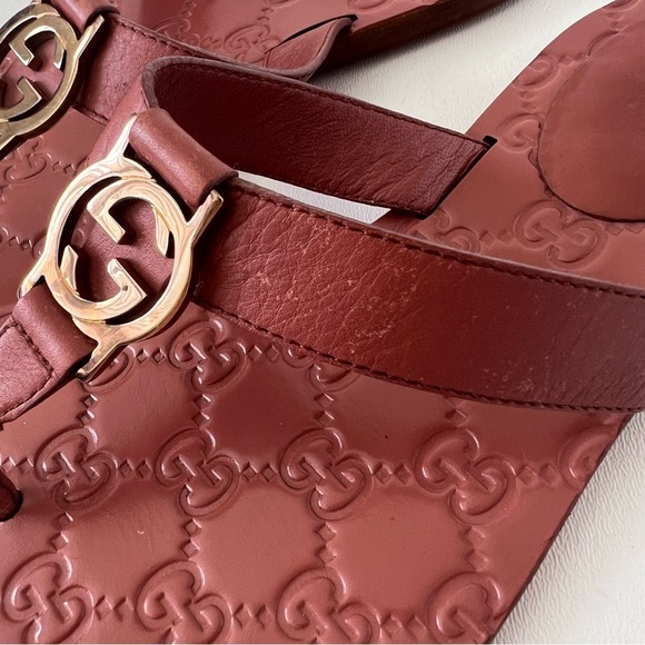 GUCCI | Pink Guccissima Leather Interlocking GG Thong Sandals Flats EU 36 - Picture 12 of 16